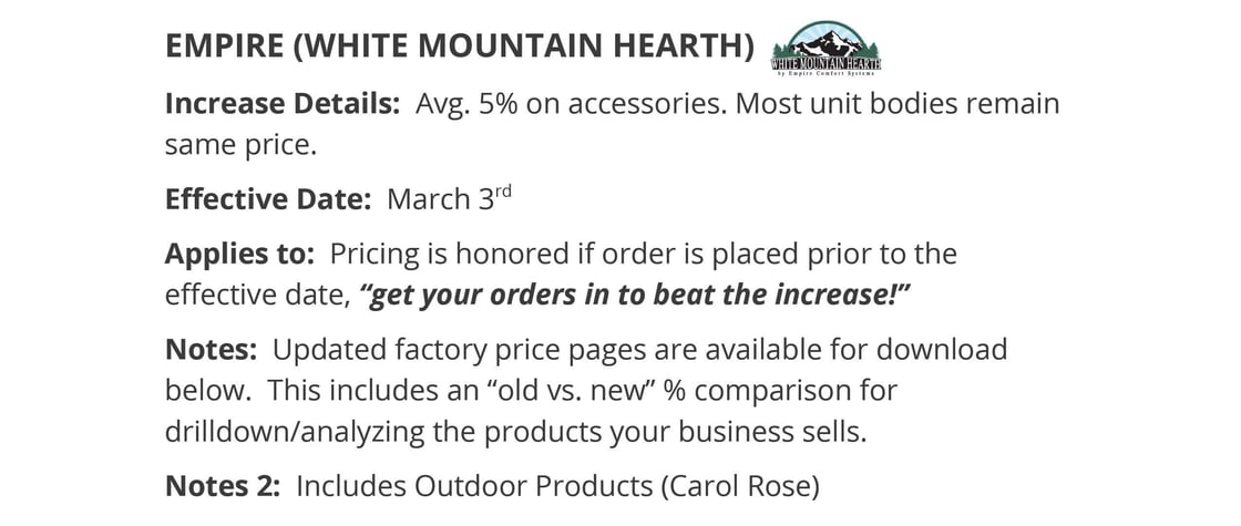 Body - Empire,  Real Fyre, Kingsman and Metal Fab Pricing Notice-2-1