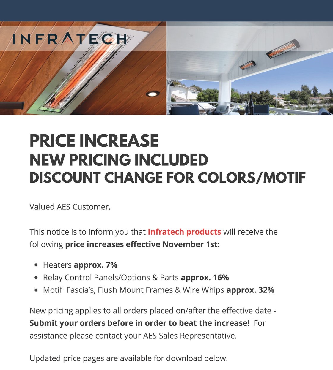 Body - Infratech Price Increase Notice November 2024-1-1